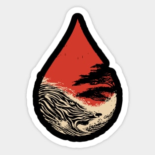 A World in a Drop Surreal Vintage Art Sticker